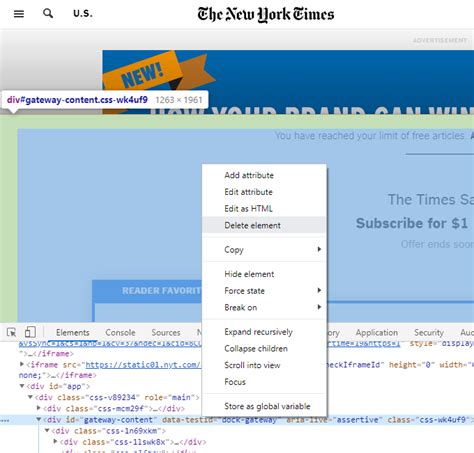 how to get past paywall inspect element|How to Bypass Paywalls of Leading News Websites